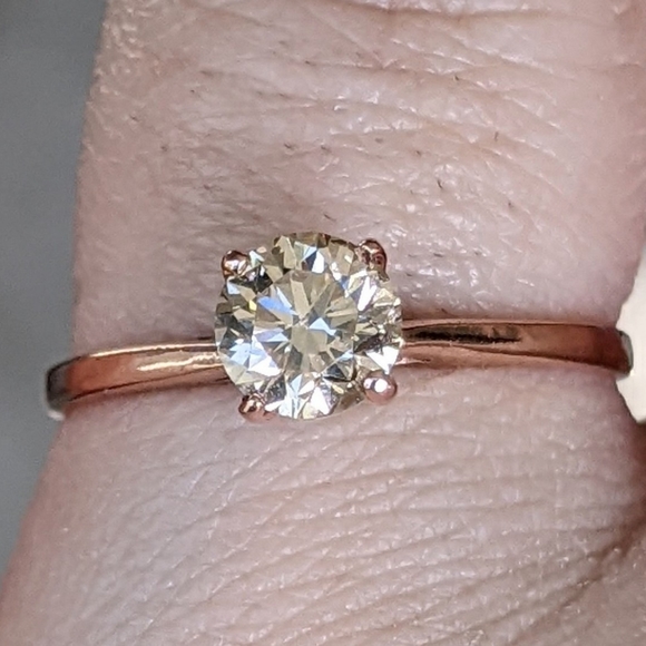 Jewelry - 10K rose gold 0.61ct champagne diamond solitaire ring